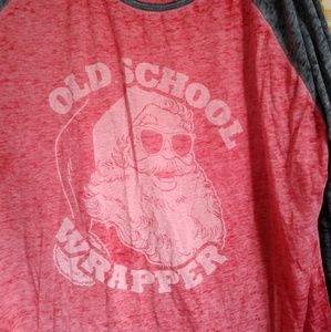 Red and gray burnout 3/4 length sleeve top